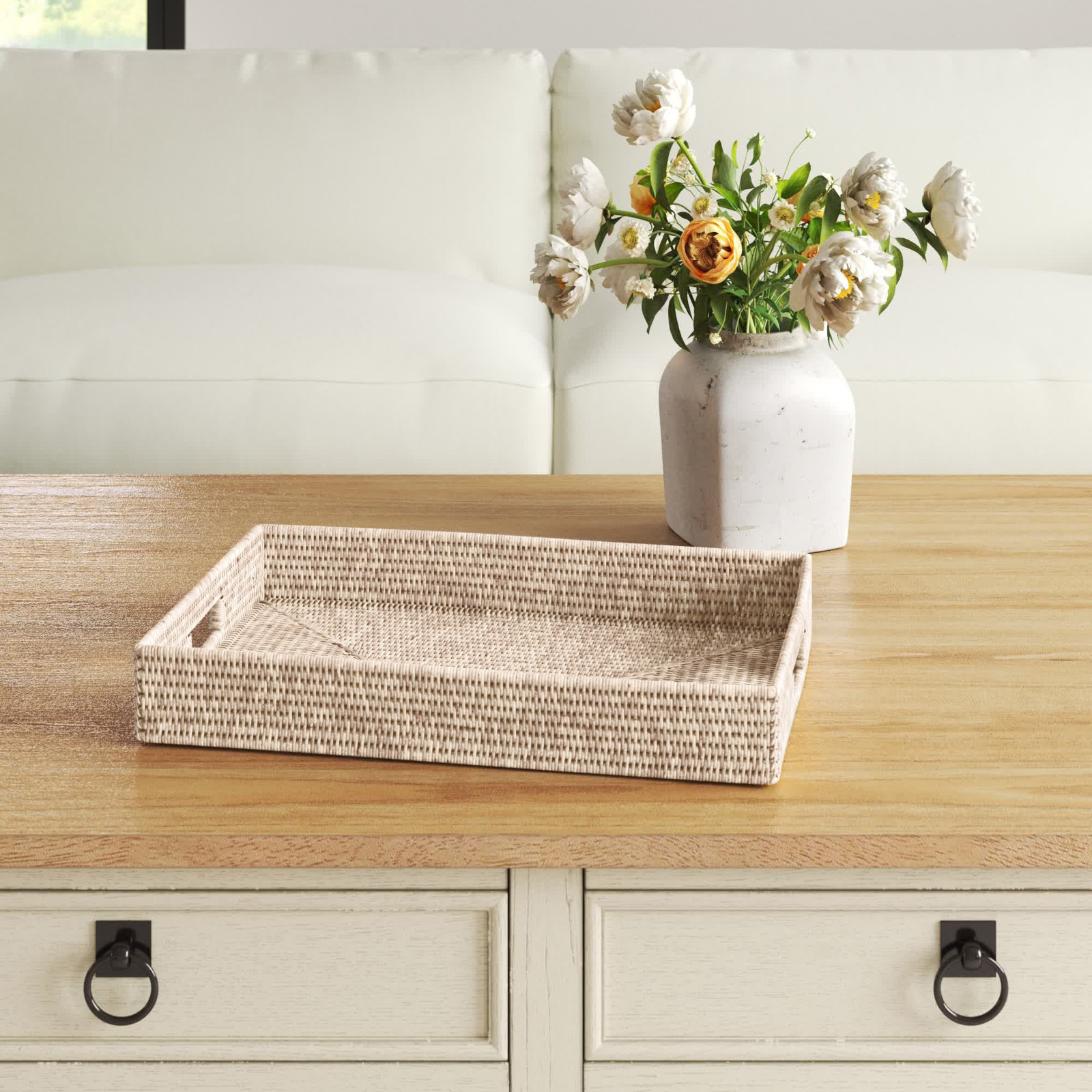 Landers Decorative Tray, White Wash