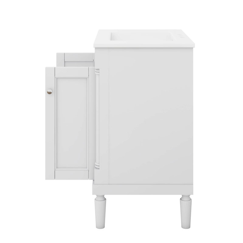 Meuble-lavabo 24 po avec lavabo, meuble-lavabo simple moderne avec deux tablettes de rangement, unité de rangement durable pour salle de bain