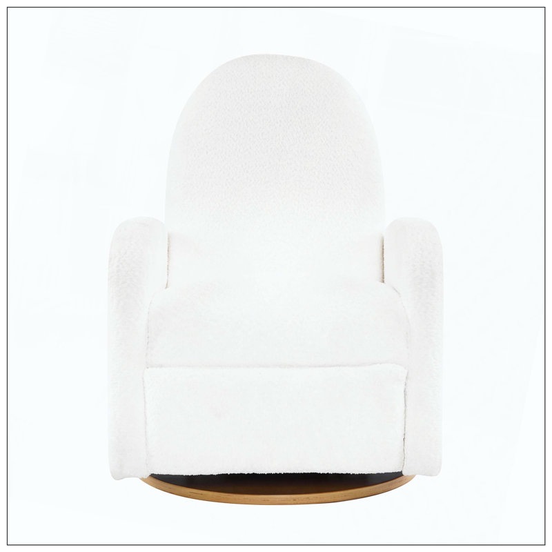 Boucle Fabric 360 Swivel and Glider Recliner Chair, Beige
