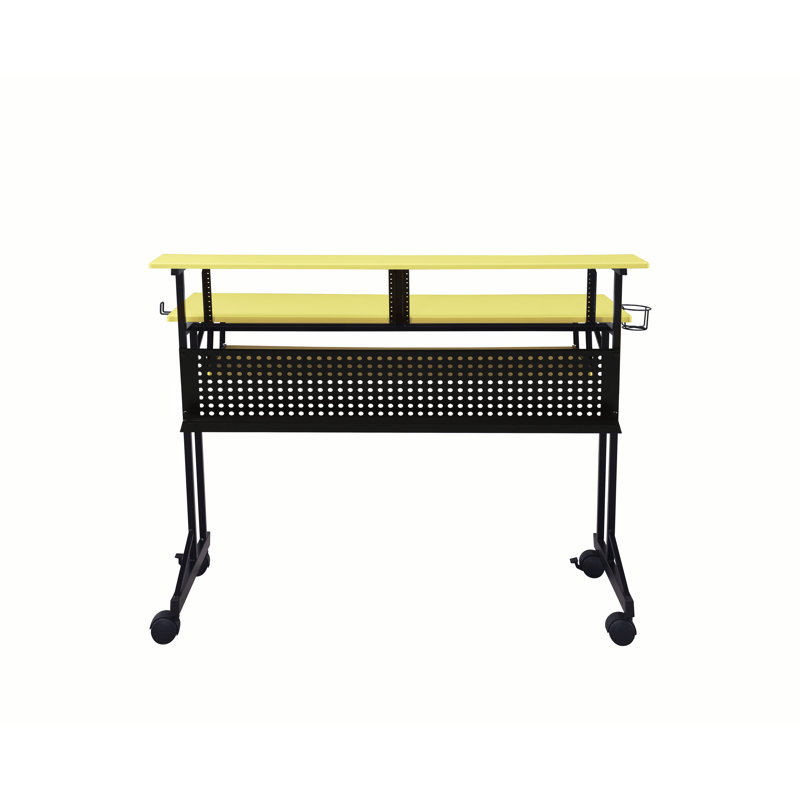 Bureau pour studio de musique 28 * 47 * 38 pouces Bureau 1 pièce en métal et bois manufacturé noir / jaune