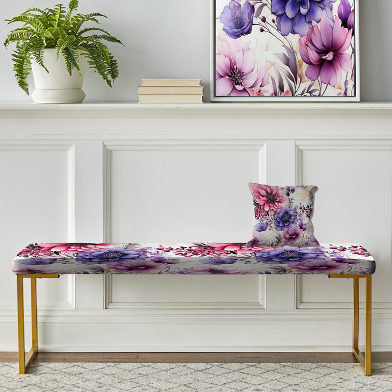 Banc rembourré or, Pink & Purple Watercolor Dreams Floral Pattern