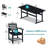 7-Piece Outdoor Dining Set, HDPE Poly Lumber Patio Furniture, 6-Person Rectangular Table with Umbrella Hole, All-Weather Heavy Duty Slatted Design, Fade-Resistant-1861018326