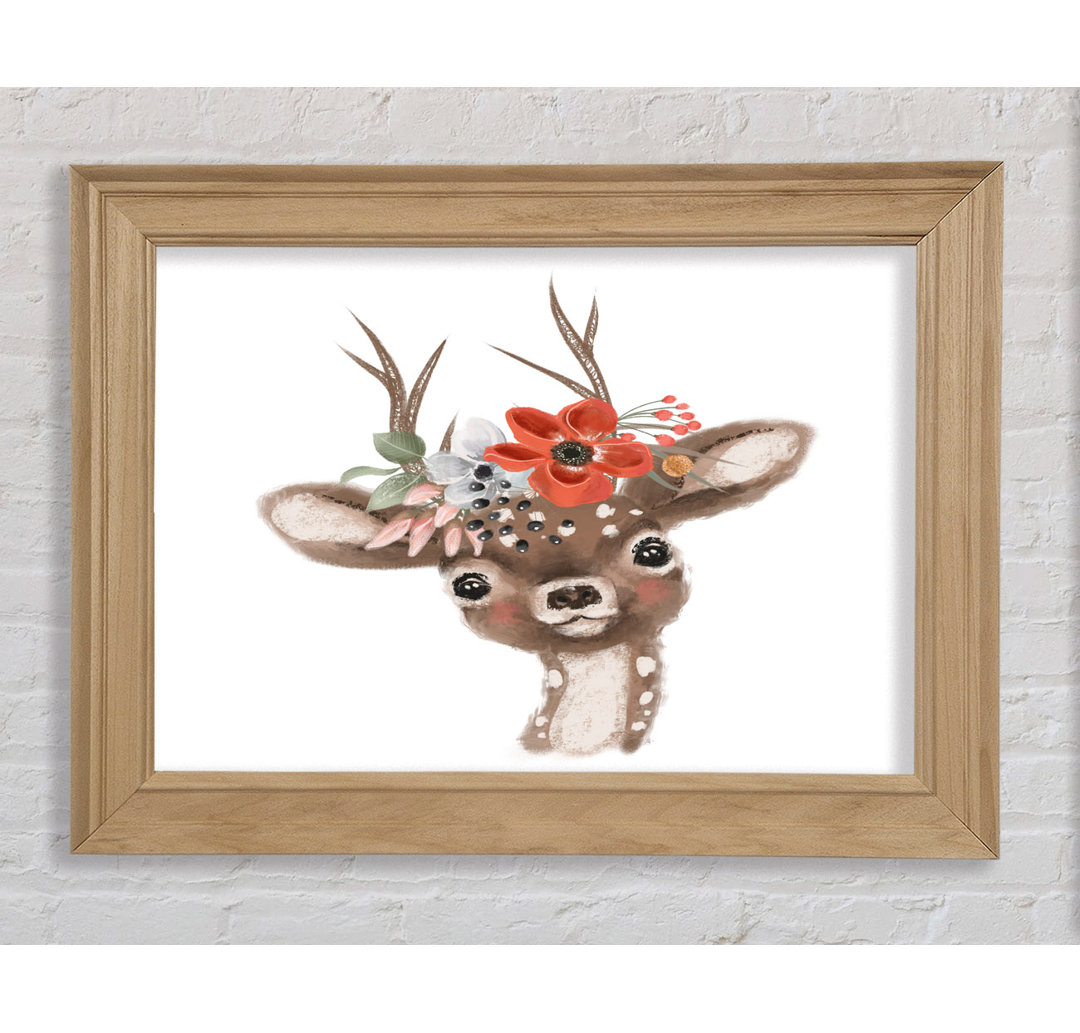 The Little Floral Deer - Einzelner Bilderrahmen Kunstdrucke