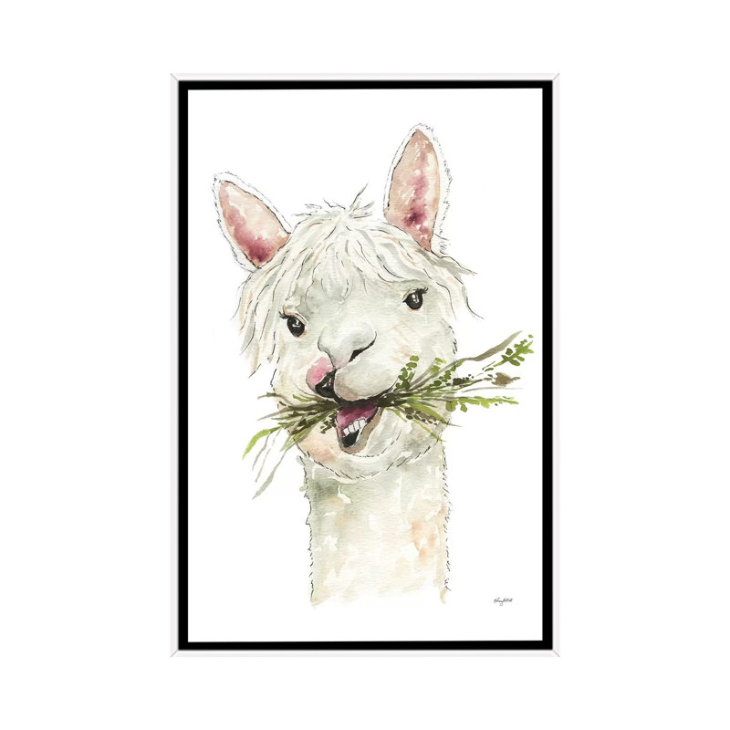 «Llama» par Kelsey McNatt - reproduction d'art, Non mat, H 40 po x l 26 po x P 1,5 po, Toile avec cadre blanc