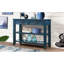 Buffet en bois massif avec 2 tiroirs de rangement et tablettes à niveaux, console de style Mid-Century pour le couloir, chambre de style bleu marine de 42 po