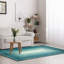 Tapis bleu / blanc en laine touffeté à la main-66082507