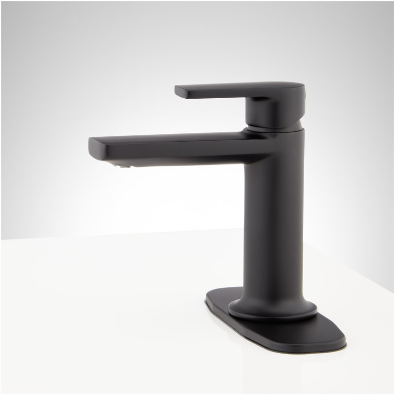 Berwyn Single-Hole Bathroom Faucet with Deck Plate - Matte Black, Matte Black