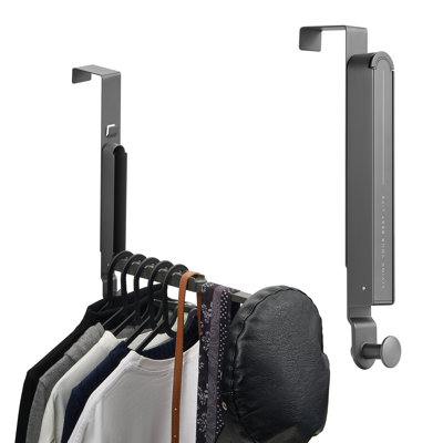 Sorbus Over Door Hanger, Foldable, Heavy-Duty and Space Saving Over Door Organizer Drying Rack, No Tool Assembly (6 Anti-Slip Hooks, Extended Towel Rod) - 2 Pack