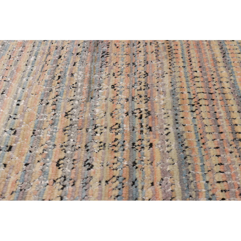 Tapis multicolore en soie noué à la main One Of Kind 5 pi 11 po x 9 pi 0 po