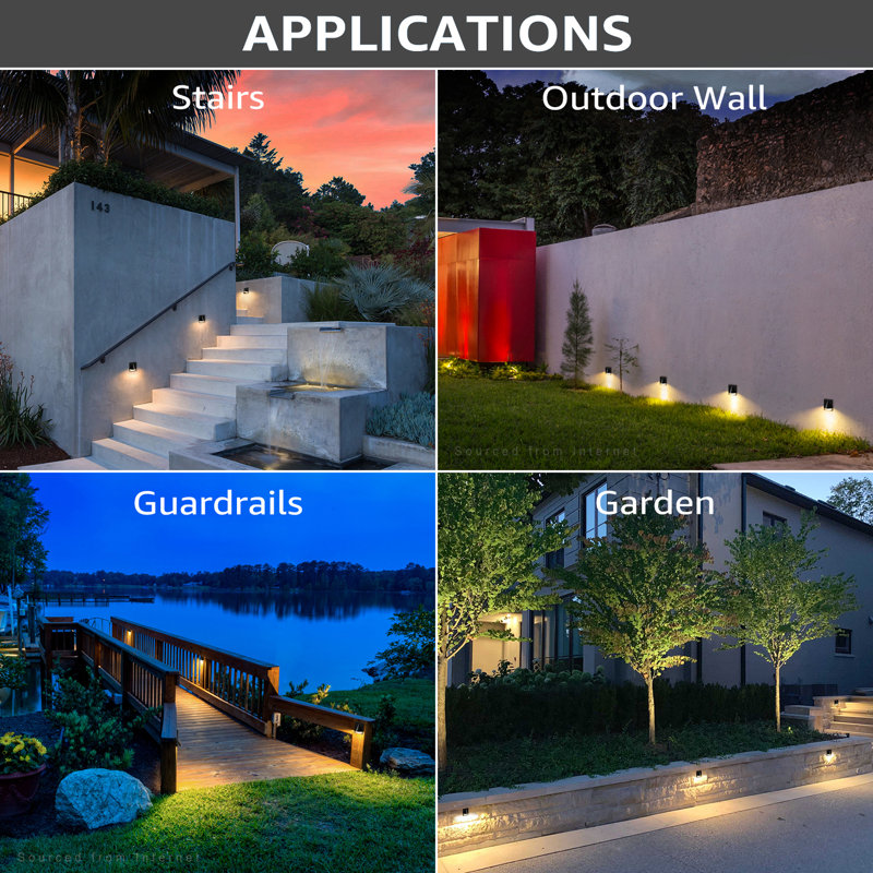LED Metal Fence Light Colour Temperature Selectable for Deck Stair
