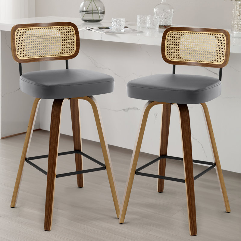 Tabouret de bar et de comptoir pivotant Lucania, Tabouret de bar (siège d'une hauteur de 29 po), Gris, Brun