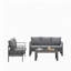 Ensemble de conversation de patio 3 pièces en aluminium 3 pièces, canapé d'extérieur 5 places avec coussins épais et structure et table basse-210074896-210074900