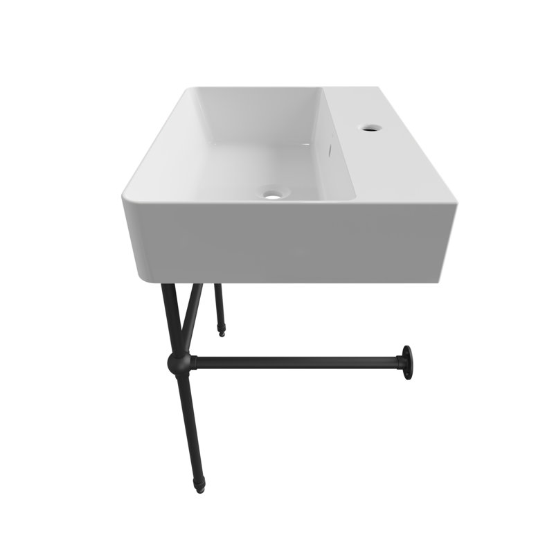 Cheviot Products Nuo 2 17.375'' Rectangular Bathroom Sink with Overflow, White/Black