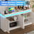63'' Led Sideboard Buffet Cabinet With Storage, Large Kitchen Buffet Cabinet Storage Cabinets With 4 Doors, Wood Coffee Bar Cabinets Buffet Table, White Organizer Cabinet For Kitchen, Dining Room, Entryway