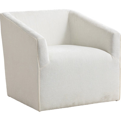 Nice Contemporary Upholstered 360 Swivel Armchair - High Foam Filled, Metal Base, Fits Living Room, Bedroom, Home Theater And More White & Brown Modern Chenille Seat Comfortable For Spaces,