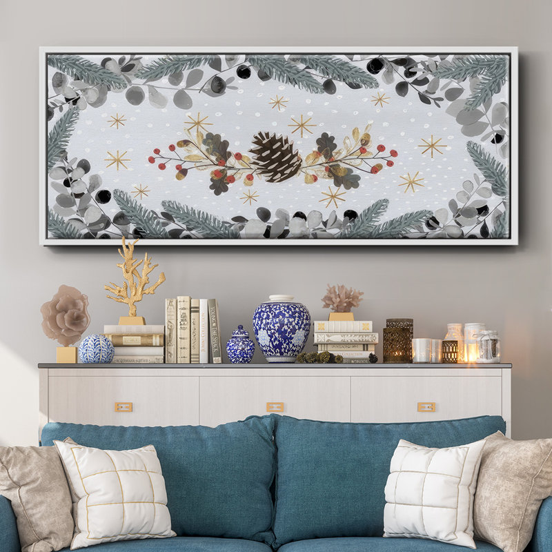 Cozy Christmas Collection D, Toile encadrée flottée blanche, H 8 po x l 20 po x P 1,5 po