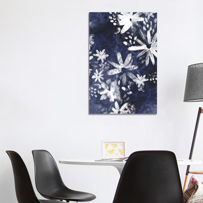 Indigo Floral Gesture II by June Erica Vess - Wrapped Canvas Painting
