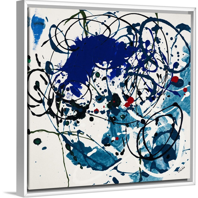 «Get Together II», peinture sur toile, H 25,7 po x l 25,7 po x P 1,75 po, Cadre flottant blanc