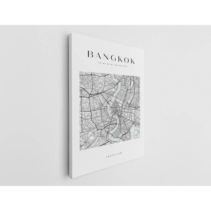 Bangkok Map Print Canvas, 30" H x 20" W