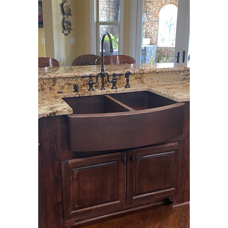 30" Hammered Copper Apron Front Single Basin Kitchen Sink