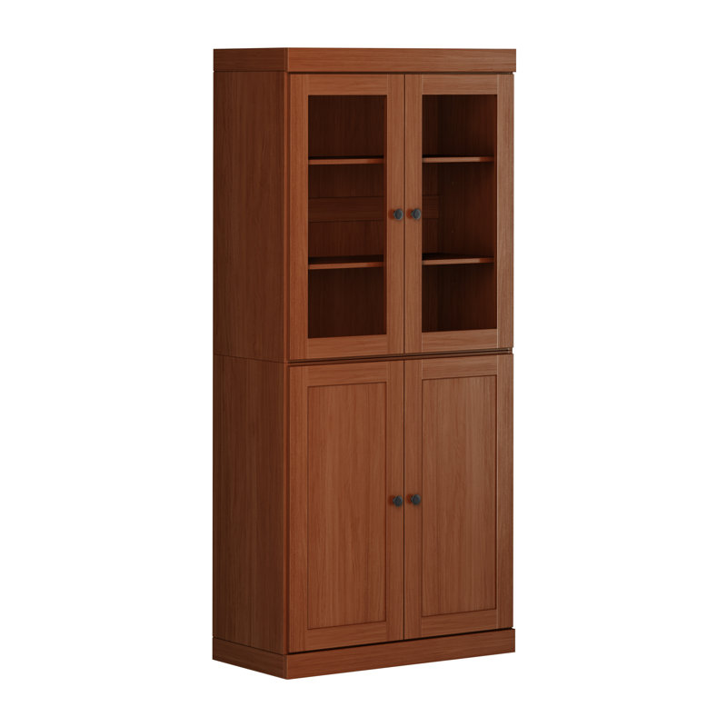 Garde-manger Palace 100% bois massif 32 po avec verre transparent, portes Shaker et tablettes réglables Palace Imports, Moka