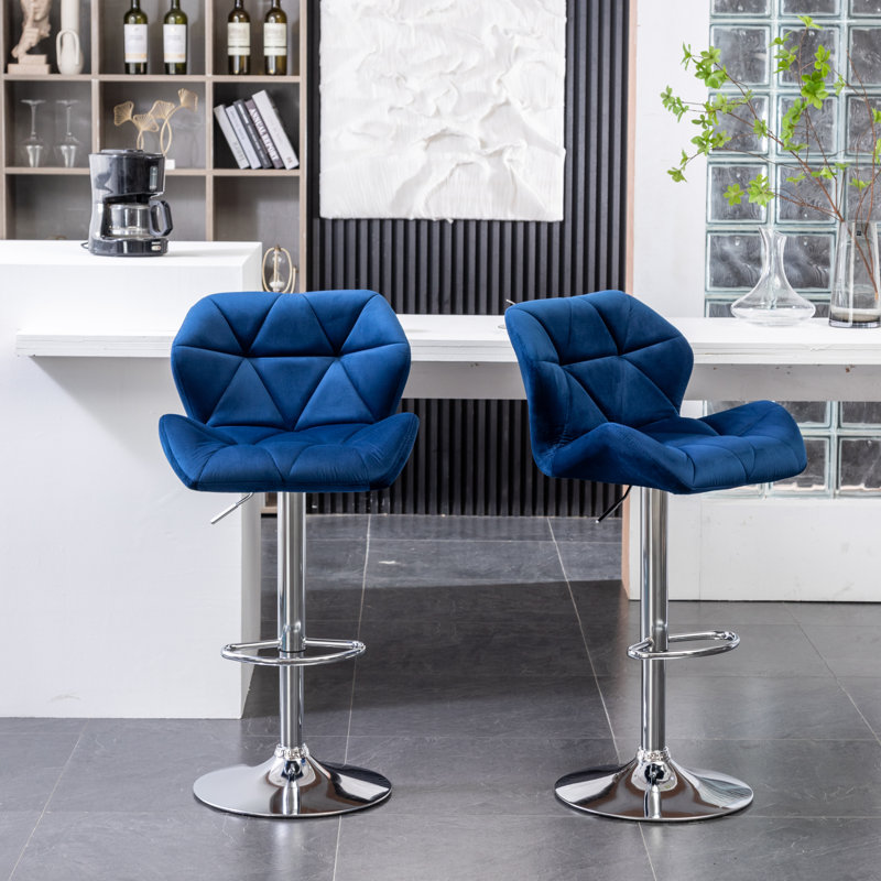 Ensemble de 2 tabourets de bar Velvet Diamond, Bleu