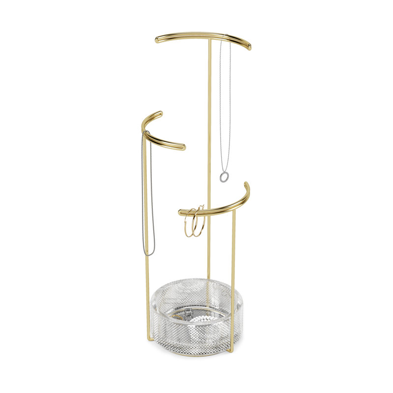 Tesora Gold and Glass Polished Jewelry Stand