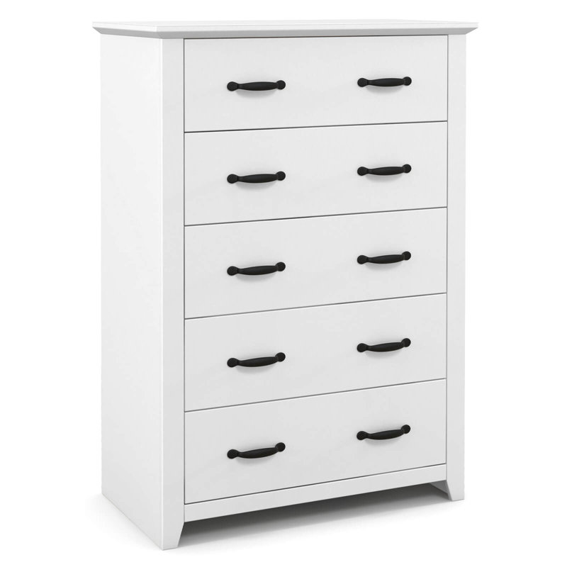 Commode à 5 tiroirs, Blanc
