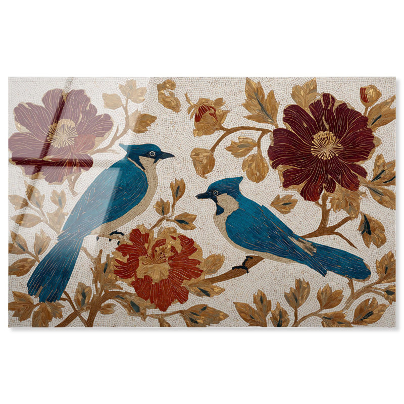 «Blue Jays I», reproduction d'art acrylique sur toile par Art Remedy, H 36 po x l 54 po
