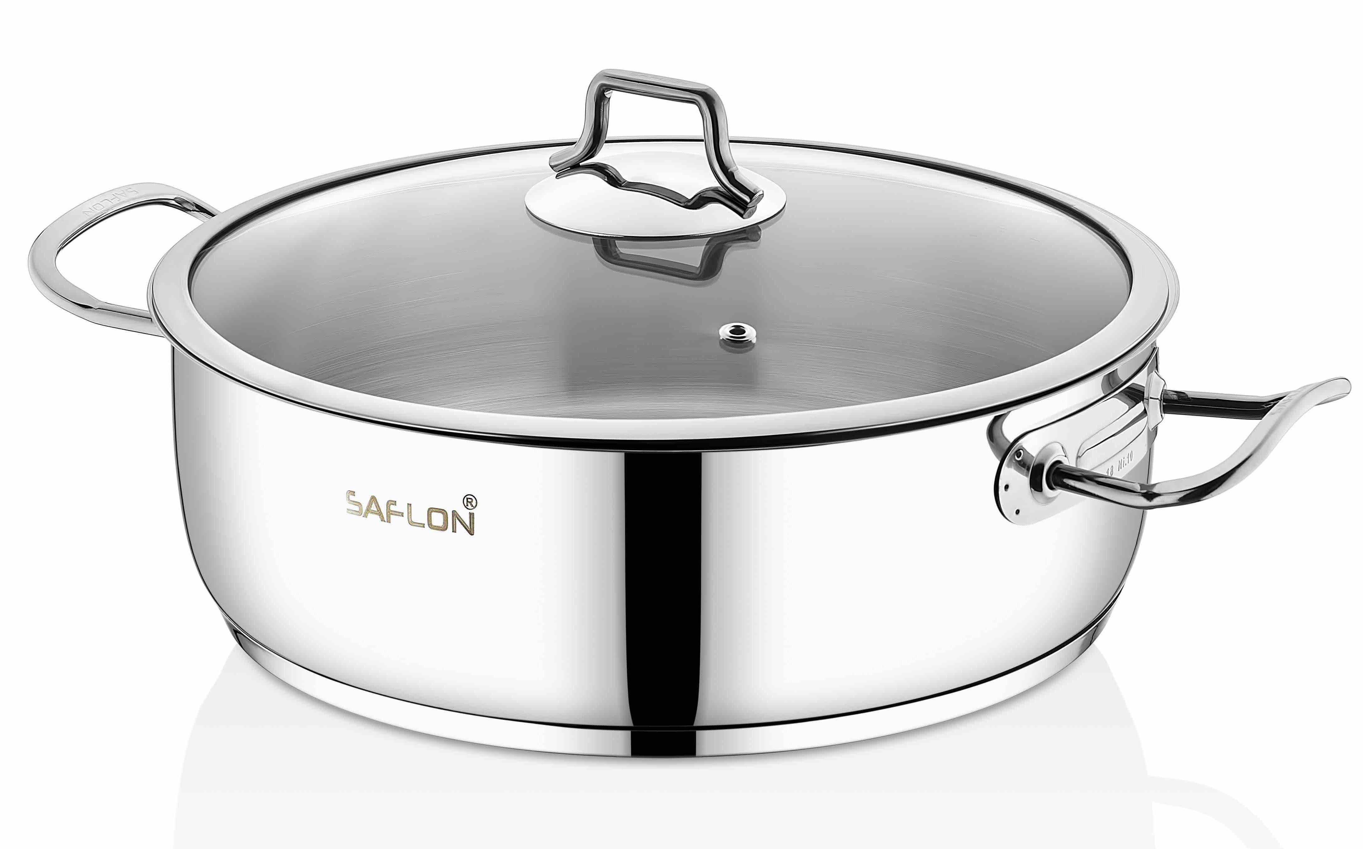 Saflon Stainless Steel 6 Qt Stock Pot with Glass Lid