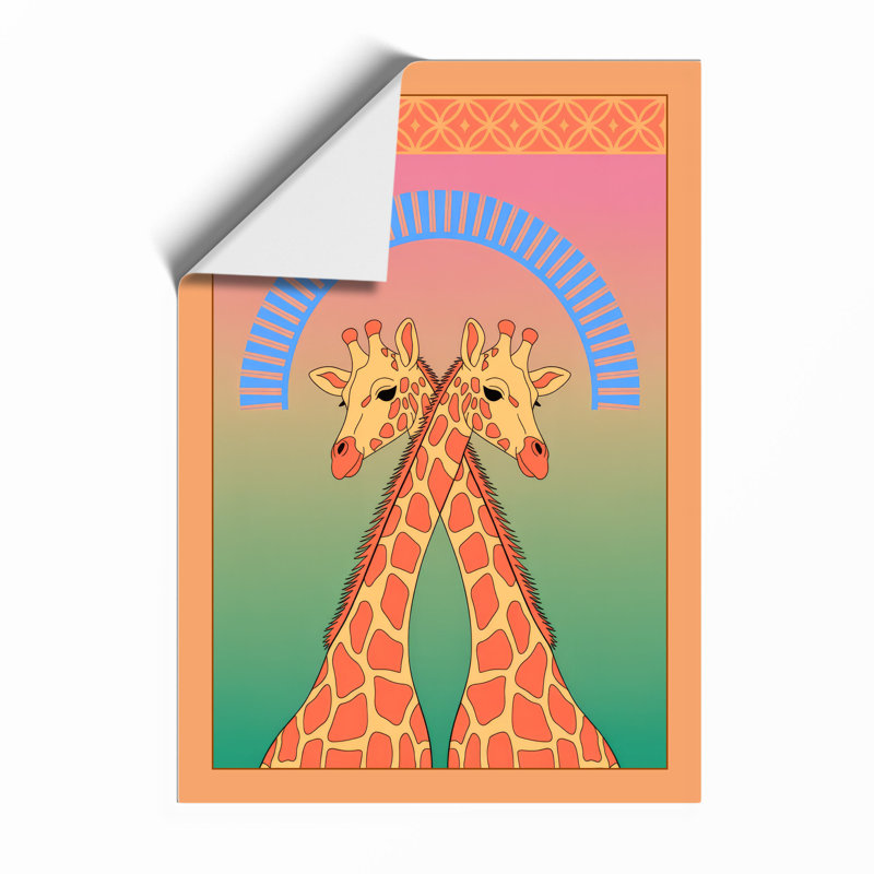 Paired Giraffes Modern - Print, Unframed, A2 - 59.4 x 42.0 cm