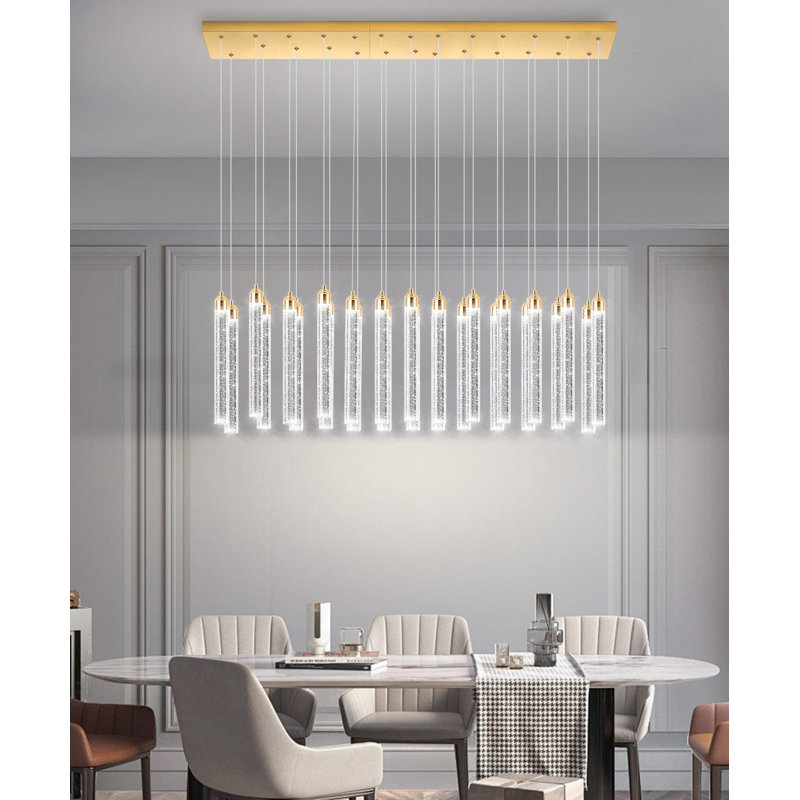 Lustre rectangulaire en cristal 26 lumières doré, Gold