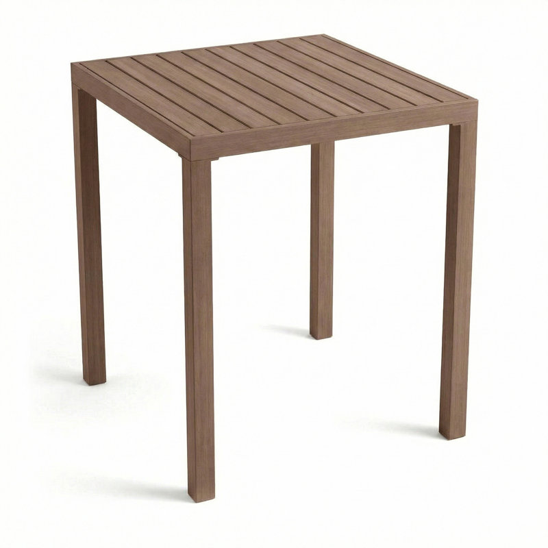 Martha Stewart Bedford All-Weather 35.5" Square Bar Height Aluminum Patio Dining Table, Brown