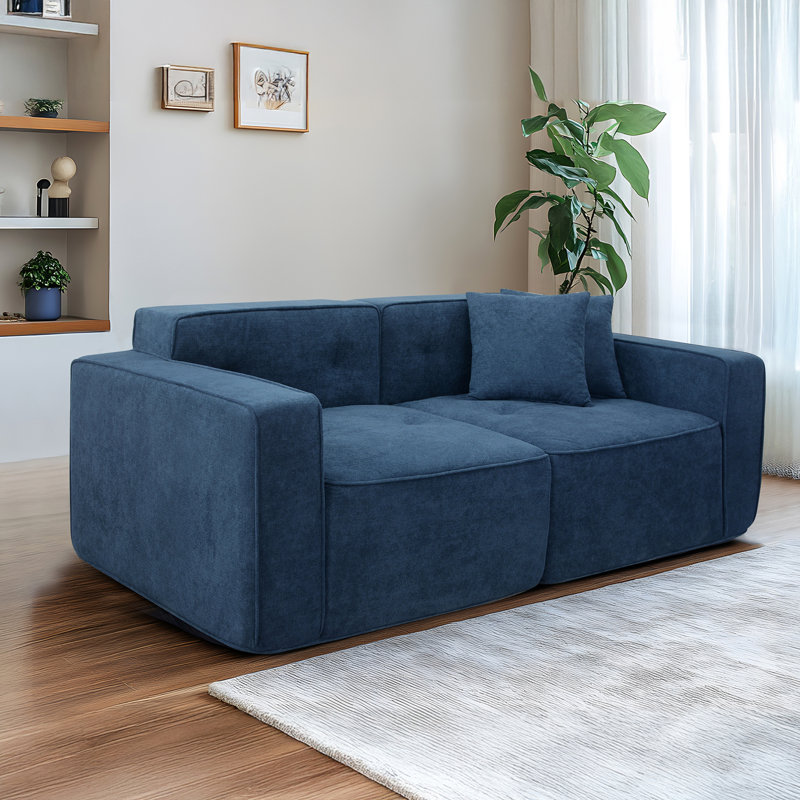 Canapé 78,7 po en velours 3 places, compression pleine mousse