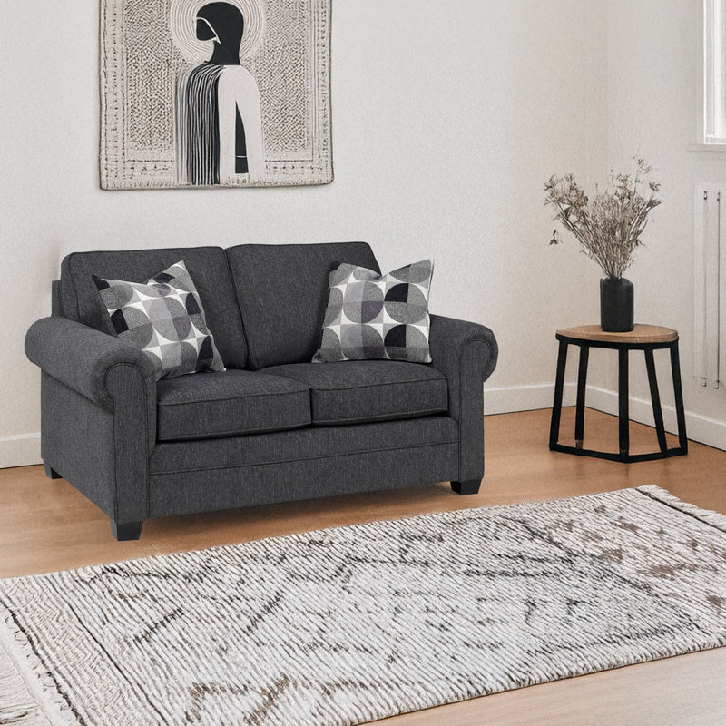 Canapé en tissu Belford, gris, Gris, 2, H 38 po x l 62 po x P 39 po
