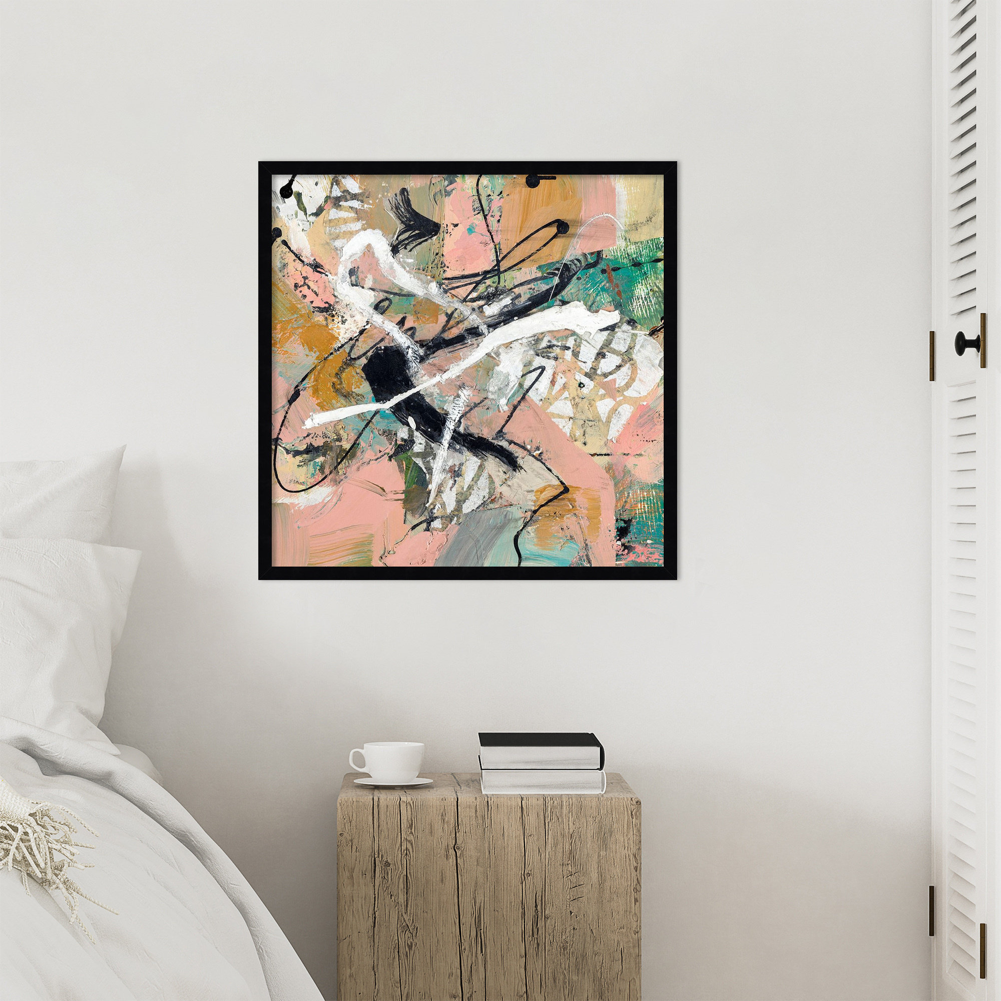 Fluid by Sutter Wood Framed Wall Art Print, Black, 25" H x 25" W