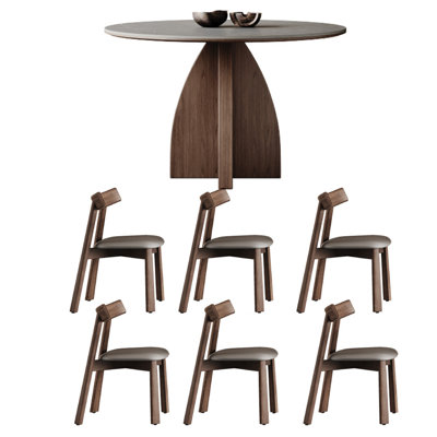 Wabi-sabi Style Rock Plate Dining Table Sets.