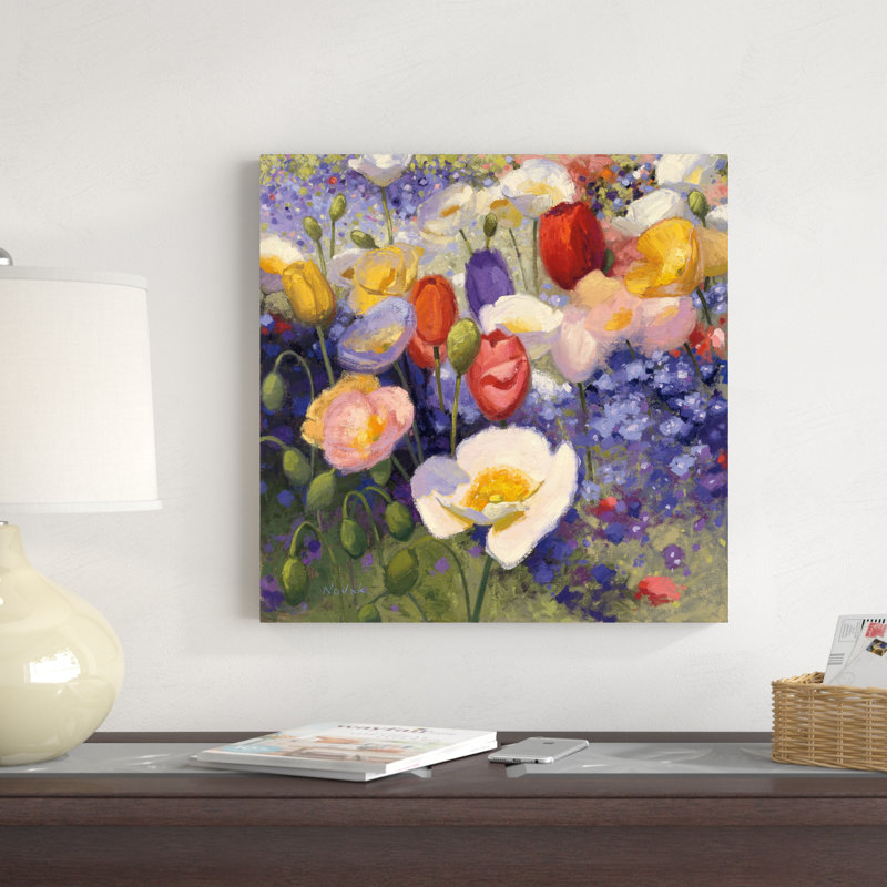 Tulipes et coquelicots, H 20 po x l 20 po x P 1,25 po