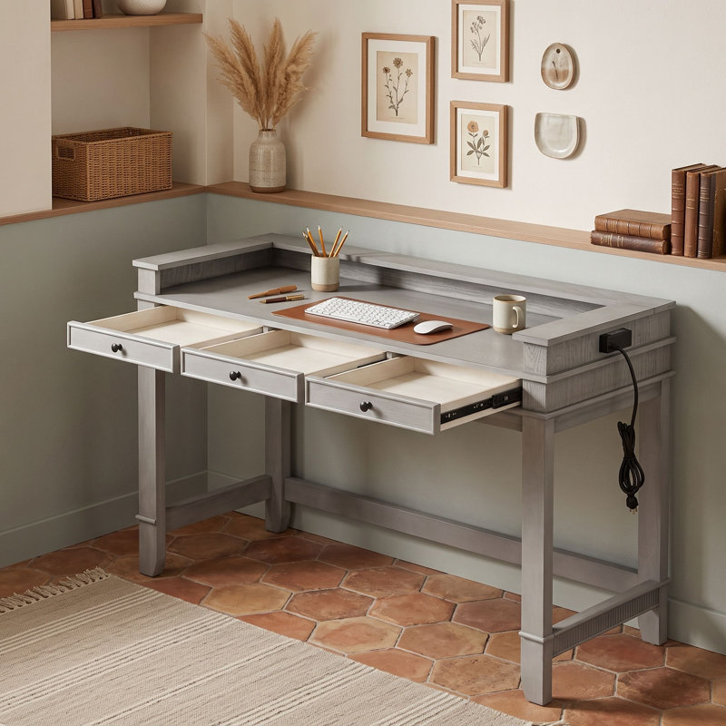 Solid Wood Top Dining Set, Gris clair