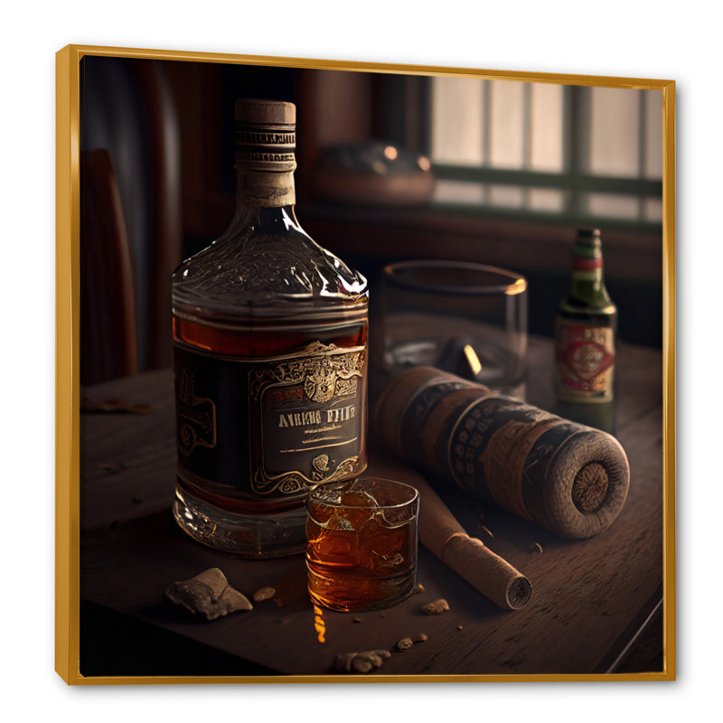 «Alhanol with Cigars IV», impression sur toile, H 16 po x l 16 po x P 1 po, Cadre flottant doré