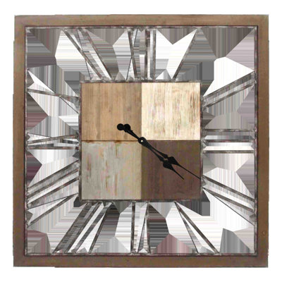 Brown Wall Clock Metal Clock - 36" x 36" - Brown Frame