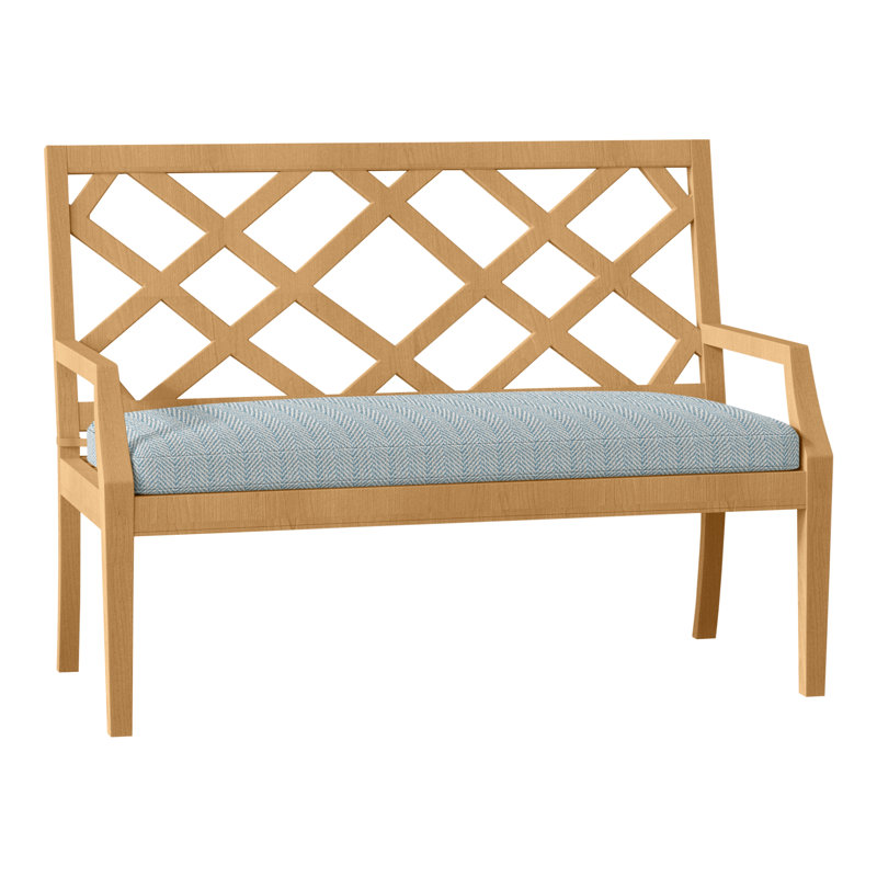 Banc d'extérieur en teck Haley, Teck naturel, Pas de soudure, Perigold ‑ denim Excel