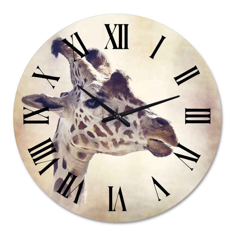 Portrait d'une girafe III - Horloge murale de ferme, Grand