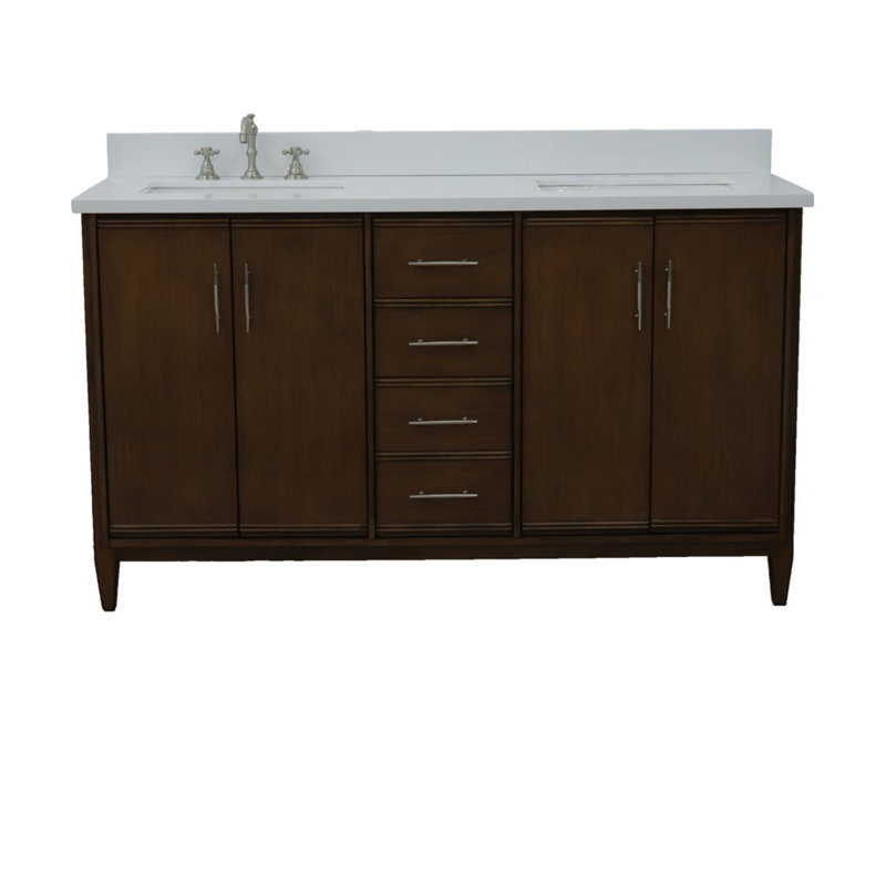 Ensemble de meuble-lavabo double 61 po Harrel, Blanc