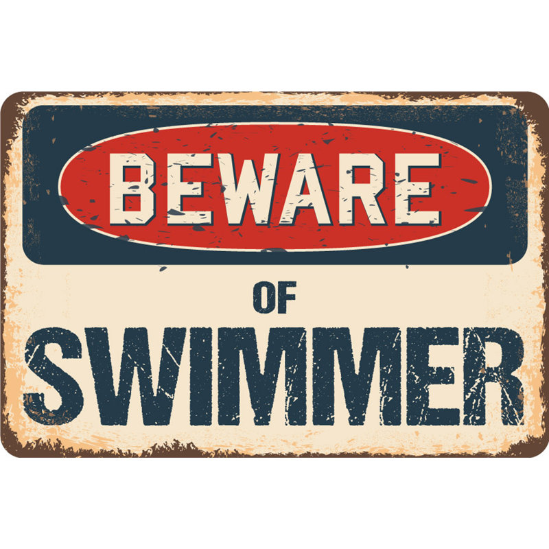 Panneau «Beware of Swimmer», H 13 po x l 20 po x P 0,1 po