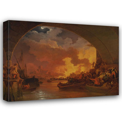 «The Great Fire of London» par Philip James De Loutherbourg - Art mural sur toile tendue avec châssis
