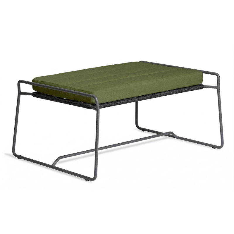Repose-pieds d'extérieur avec coussin Sandur, Toile lichen, Corde anthracite / structure anthracite