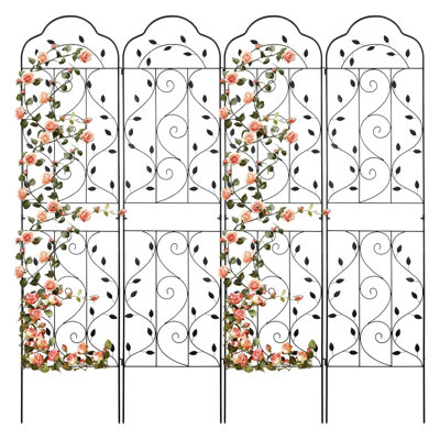 4 paquets de treillis de jardin en métal 84 * 19 pouces pour plantes grimpantes d'extérieur