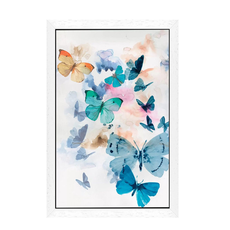 Fly Away by Aimee Wilson - Floater Frame Painting on Canvas, 101.6 cm H x 66.04 cm W, White Framed