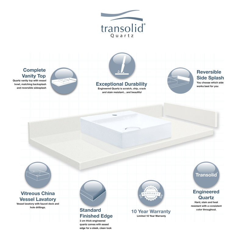 Plateau de meuble-lavabo simple 34,25 po Rachel, Gris urbain, Trou simple